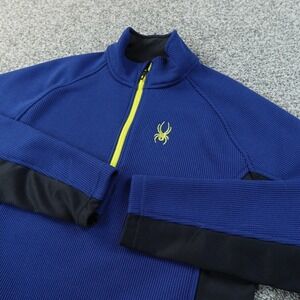 Spyder Pullover Mens M Blue 1/4 Zip Pullover Jacket Skiing Thermal‎ Outdoor Hike